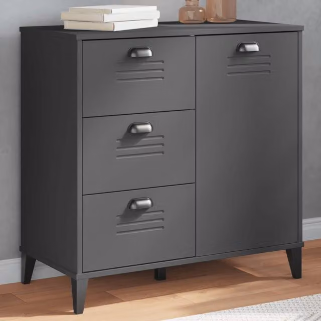 Berkfield Home VIKEN Sideboard in Anthracite Grey and Black, W/D/H: 80 x 40 x 80 cm