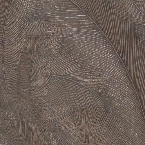 Erismann Ploom Textured Vinyl Leaf Wallpaper in Chocolate Brown Metallic