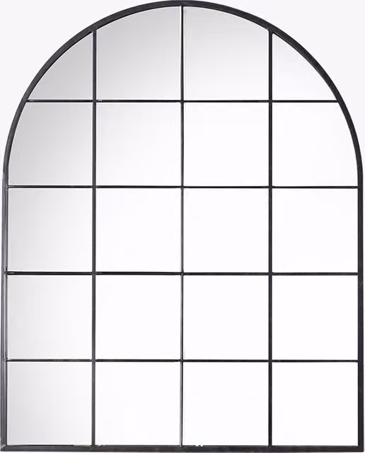 Perch & Parrow Lionel Black Arch Window Mirror