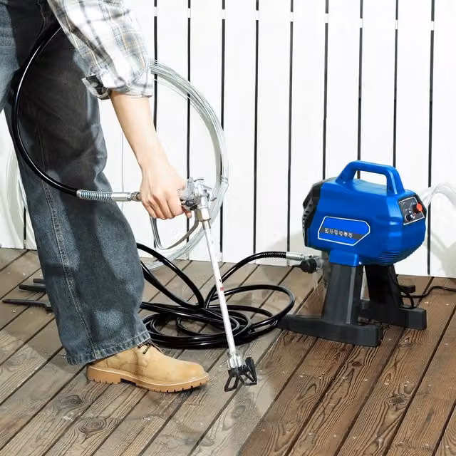HOMCOM Airless Paint Sprayer for Wall Painting, 200 Bar, 1.5 L/min, Dark Blue