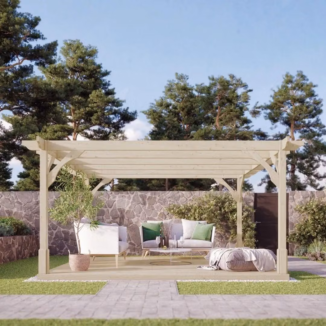 Rutland County Garden Furniture Ltd Premium Pergola and Decking Kit in Green Wood, W: 240 cm, D: 240 cm, H: 270 cm – 2