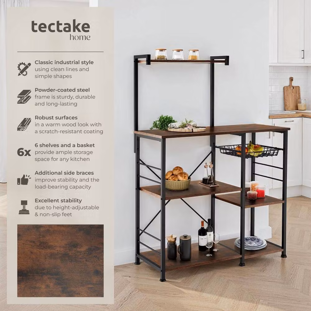 tectake Crawley Shelving Unit in Brown and Black – 2