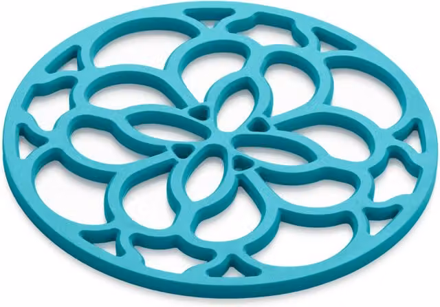 Zeal Silicone Round Geometric Trivet Mat in Blue, Diameter: 18 cm – 3