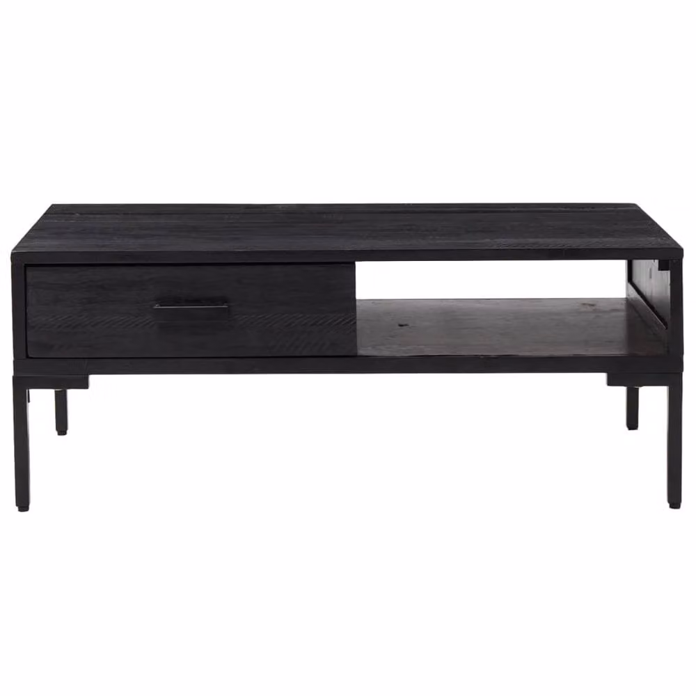 Berkfield Home Black Solid Pinewood Coffee Table, W: 90 cm, D: 50 cm, H: 35 cm – 3