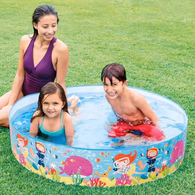 Intex Snapset Snorkel Fun Inflatable Round Childrens Pool, Blue