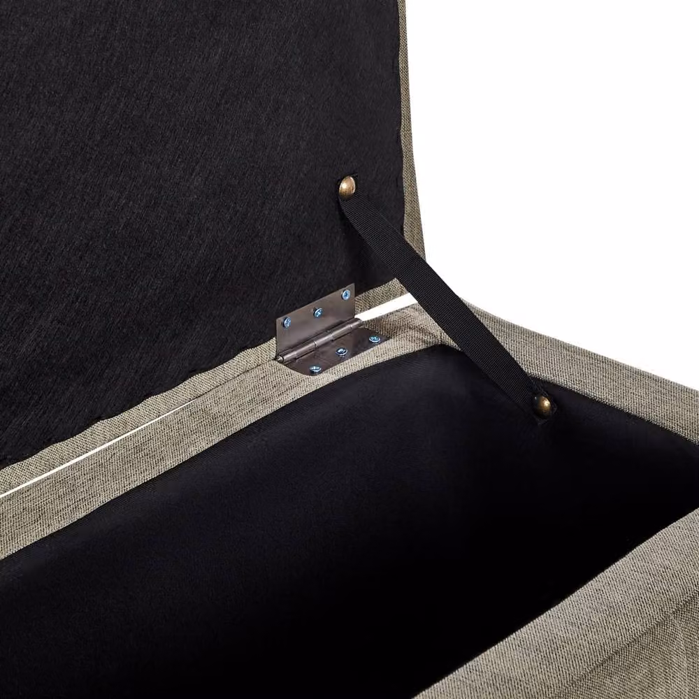 Wyld and Coco Olive Green Tufted Fabric Ottoman Storage Bench – 3