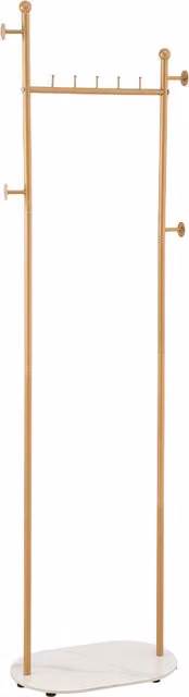 Livingandhome Gold Metal Scandinavian Dual Hook and Rail Clothes Rack