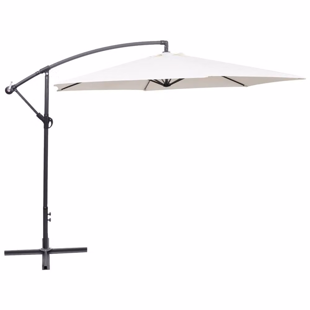 Berkfield Home Cantilever Garden Umbrella in Sand White with Polyester Canopy and Steel Frame, 3 m – 2
