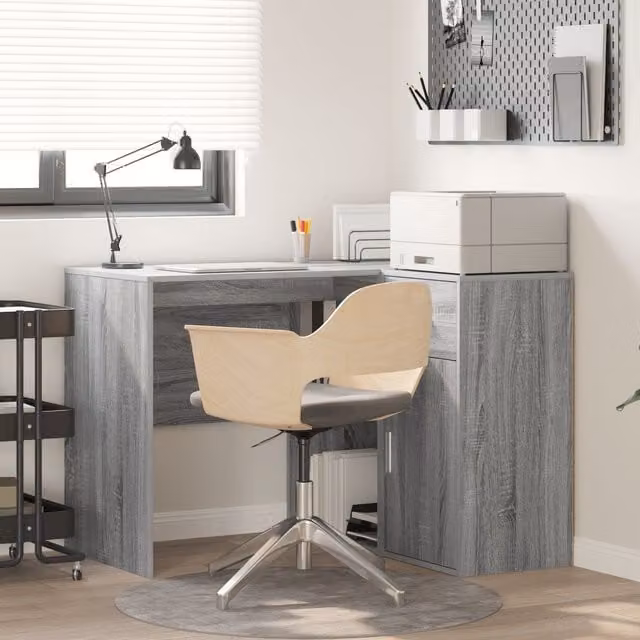 Berkfield Home Corner Desk in Grey and Yellow, W/D/H: 102 x 88 x 75 cm