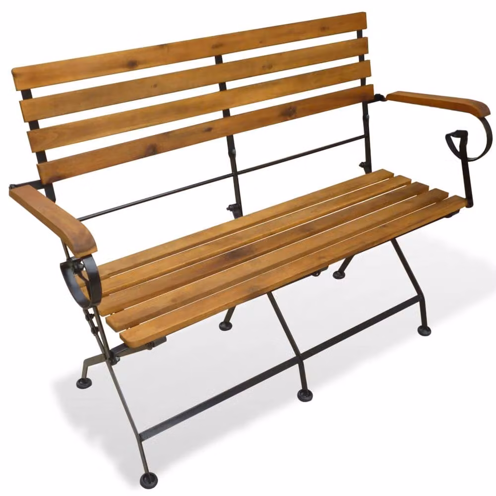 Berkfield Home Folding Garden Bench in Brown Solid Acacia Wood, Width: 112 cm – 2
