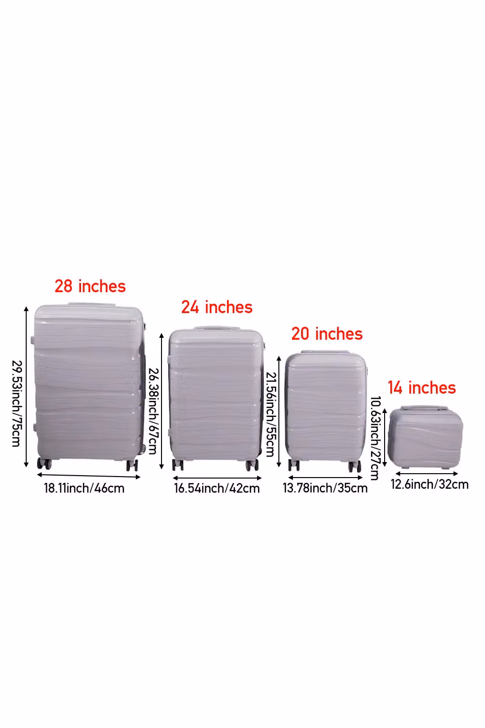 Living and Home 4-Piece Grey Lockable Travel Suitcase Set – 2