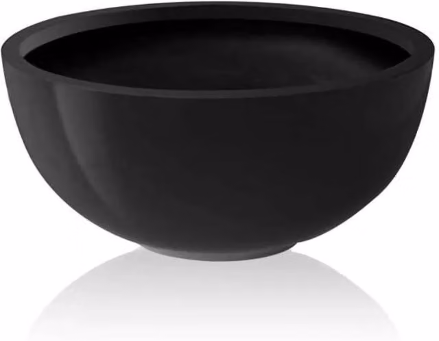 Primrose Modern Round Tabletop Bowl Planter in Black Fibreglass