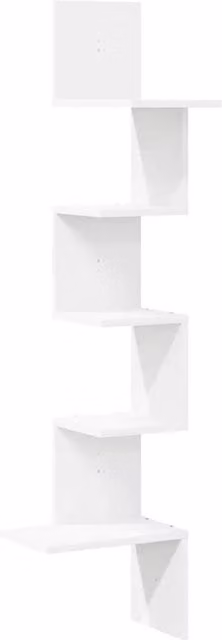 Berkfield Home White Wall Corner Shelf, W/D/H: 32 x 32 x 127.5 cm