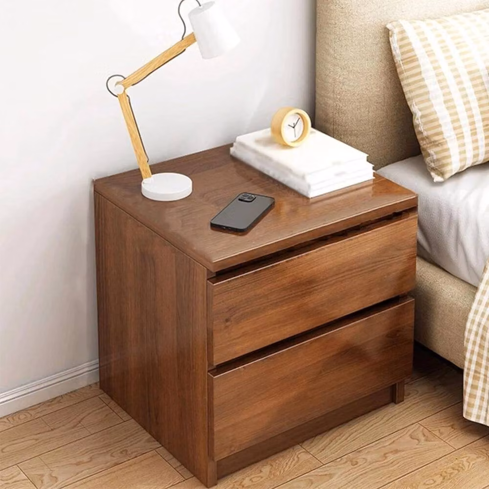 FLAVORA Walnut 2 Drawer Nightstand in Brown – 3
