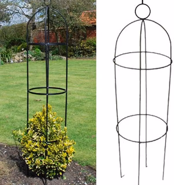 Kingfisher Black Steel Garden Obelisk Support for Climbing Plants, H: 190 cm, W: 41 cm, D: 41 cm – 4