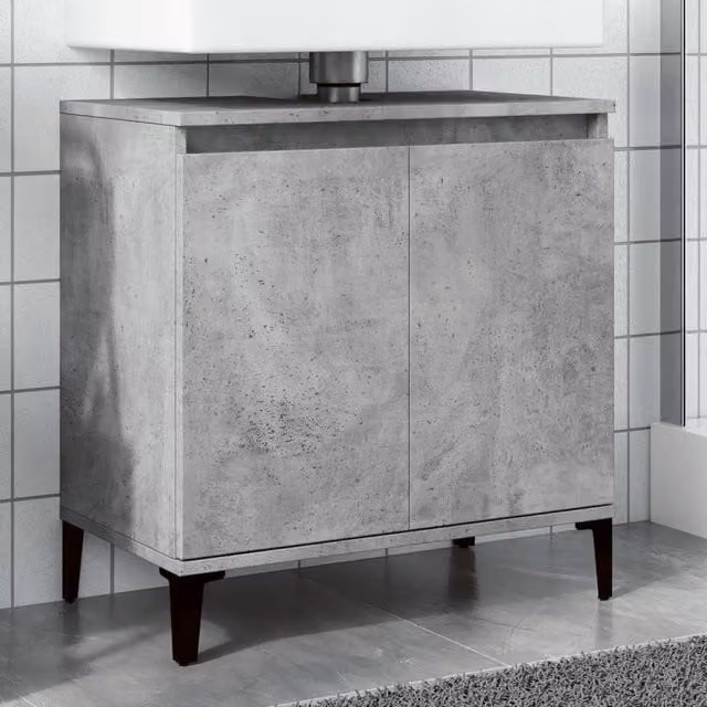 Berkfield Home Freestanding Bathroom Sink Cabinet in Grey, W: 58 cm, D: 33 cm, H: 60 cm – 1