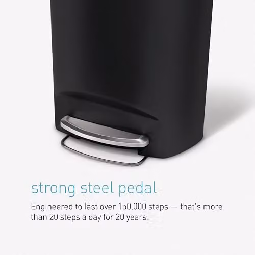 simplehuman CW1357 50L Semi-Round Kitchen Pedal Bin with Lid Lock and Silent Soft Close Lid, Grey Plastic and Steel – 3