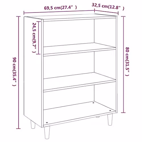 vidaXL Scandinavian Sideboard in Sonoma Oak, W/D/H: 69.5 x 32.5 x 90 cm – 3