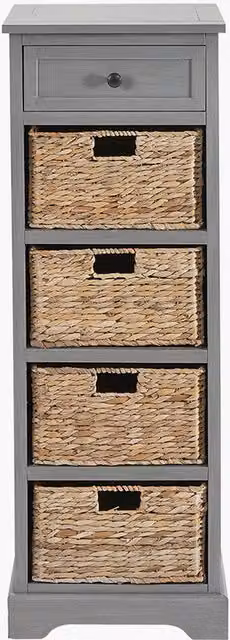 Pacific Lifestyle Classic Wooden Tall Unit with 1 Drawer and 4 Baskets in Matt Grey