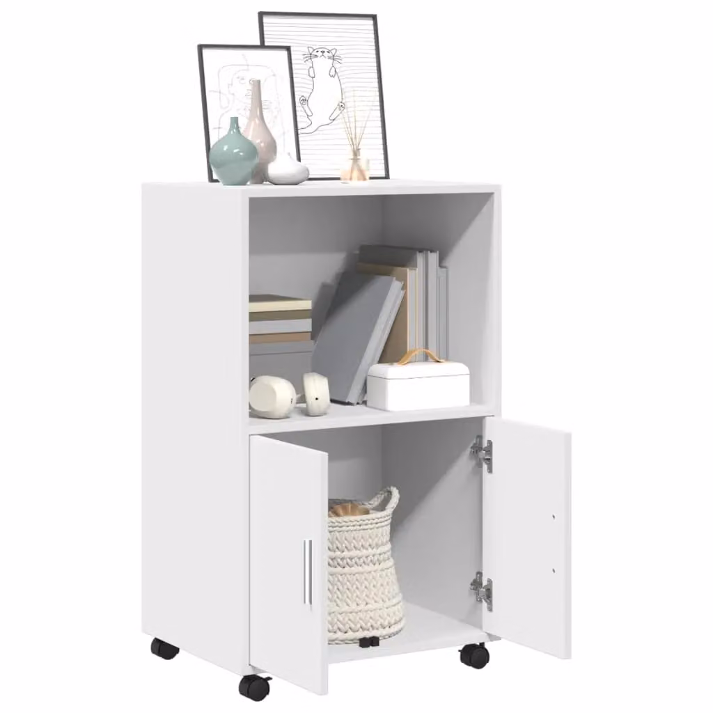 Berkfield Home Rolling Cabinet in White, W/D/H: 55 x 40 x 91 cm – 2