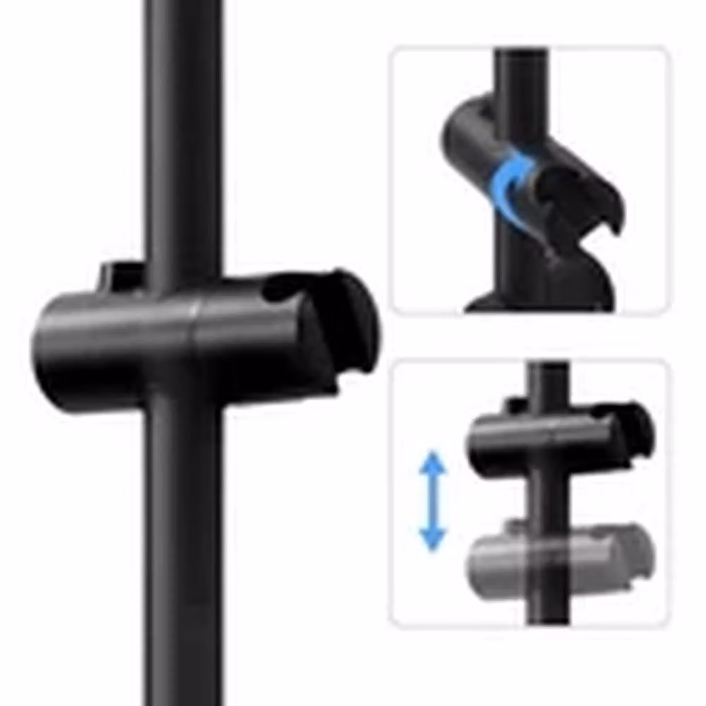 EONLION Wall Mounted Adjustable Stainless Steel Shower Riser Rail Head Holder in Matt Black – 3