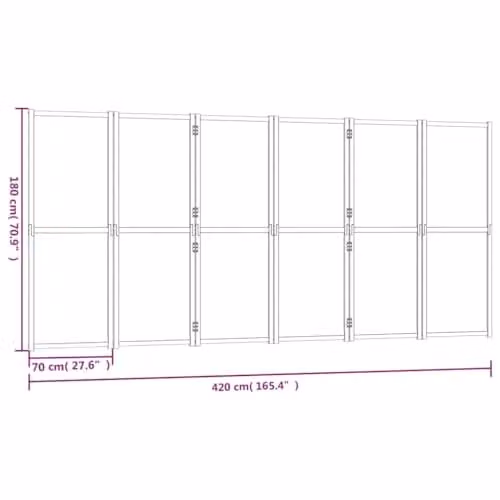 vidaXL 6-Panel Acacia Wood Room Divider, Black, H 180 cm x W 420 cm – 3