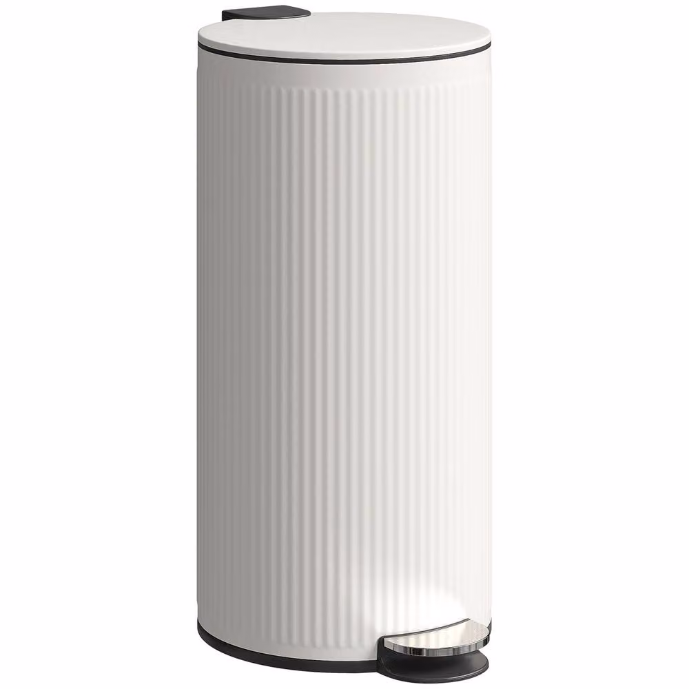 HOMCOM 30 Litre Pedal Kitchen Bin with Soft Close Lid and Removable Inner Bucket in Beige or White – 2