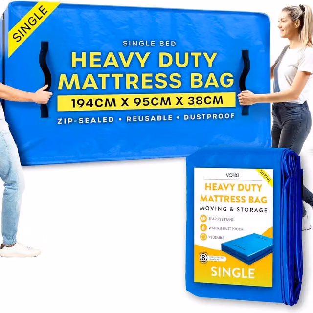 Volila Heavy Duty Waterproof Mattress Bag in Blue, Single, W/D/H: 90 x 190 cm
