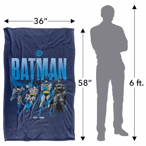 Warner Bros. Batman Across The Years Line Up Super Soft Fleece Throw Blanket, Multicolour, W/D/H: 91 x 147 cm – 4