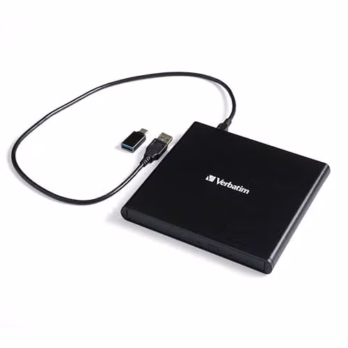 Verbatim Portable USB 2.0 Slim External CD/DVD Rewriter Drive, Black – 1