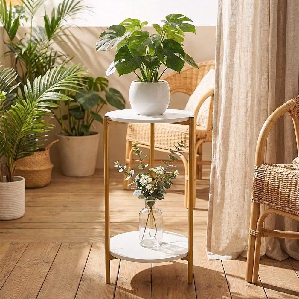 EONLION White Metal Plant Pot Stand Corner Shelf, Height: 50 cm – 3