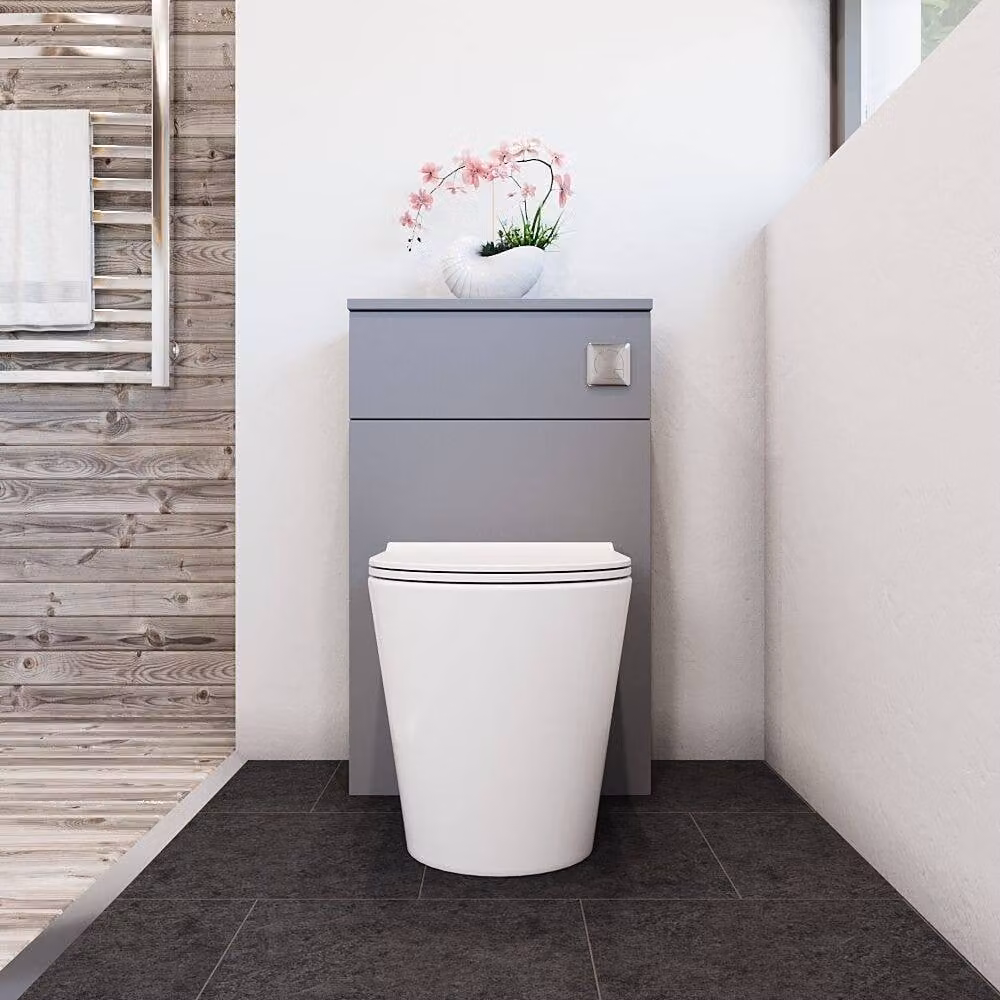 Balterley Contemporary Compact Freestanding WC Toilet Unit in Matt Grey, W: 50 cm, D: 50 cm, H: 81.8 cm – 1