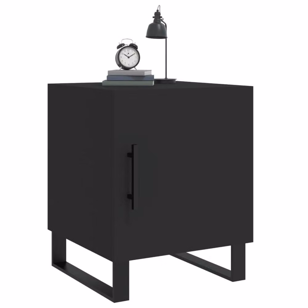 Berkfield Home Set of 2 Modern Black Bedside Cabinets in Engineered Wood, W/D/H: 40 x 40 x 50 cm – 3