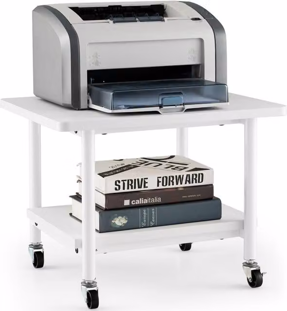 Costway White Under Desk Printer Stand with Castors – 1