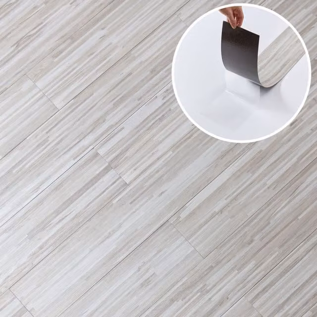 Novecrafto Self Adhesive Wood Look Vinyl Floor Planks in Silver Grey