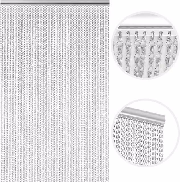 Novecrafto Aluminium Chain Fly Screen for Doors, Silver, Height: 210 cm