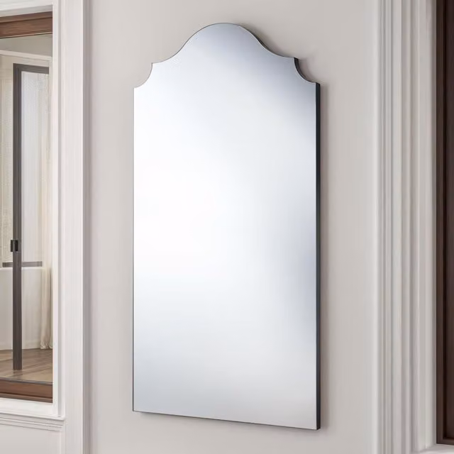 Yearn Precious Curved Arched Full Length Wall Mirror in Black