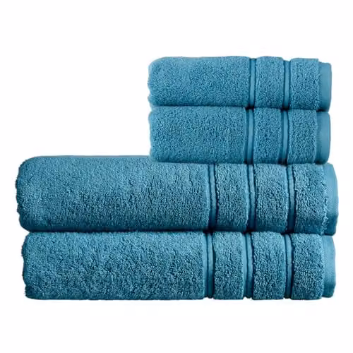 Christy Antalya 4 Piece Luxury Turkish Cotton Towel Set in Blue and Petrol, 600GSM – 1