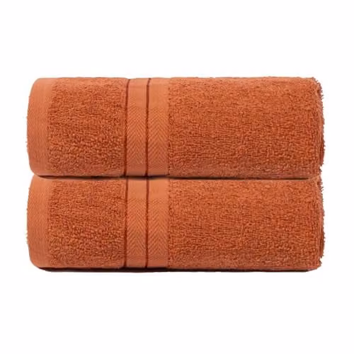 Brentfords 2 Pack of 100% Cotton Terry Hand Towels in Orange, W/D/H: 50 x 80 x 0.5 cm – 1