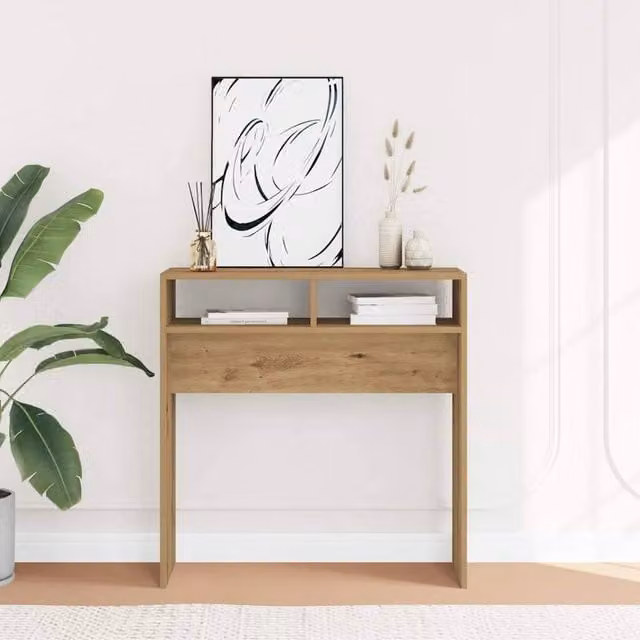 Berkfield Home Artisan Oak Console Table in Brown, W/D/H: 78 x 30 x 80 cm