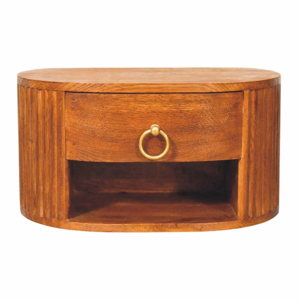 STILVORA Brown Wall-Mounted Nightstand with Drawer and Shelf – 2