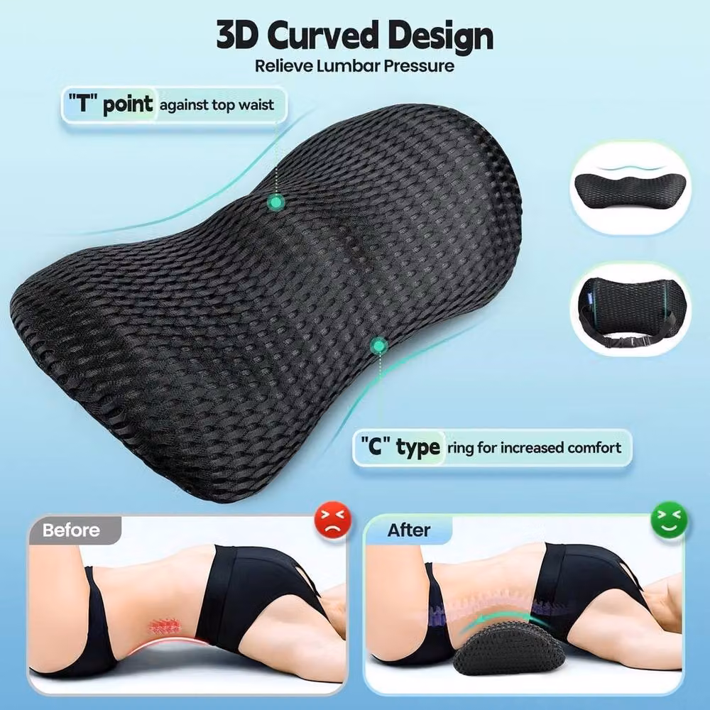 NESTLUNE Black Memory Foam Seat and Lumbar Back Support Cushion, W/D/H: 190 x 100 x 1 cm – 2