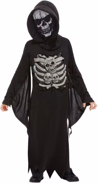 Smiffys Childrens Skeleton Costume in Black, Age 10-12 Years