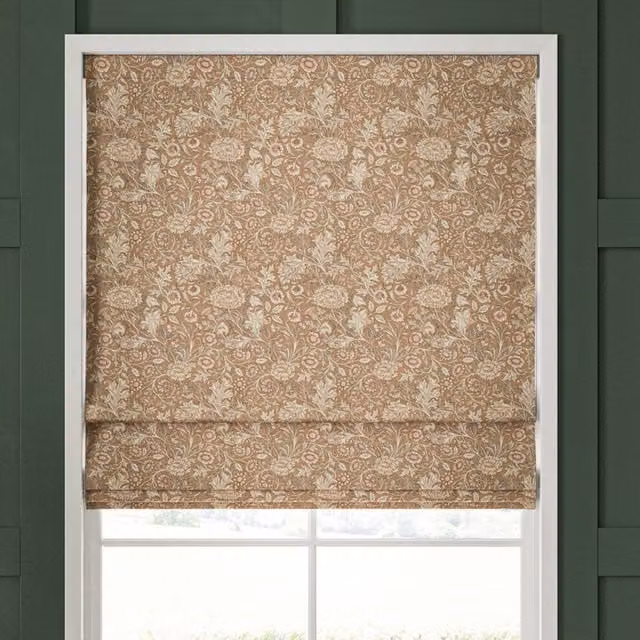 William Morris Double Bough Made To Measure Blackout Roman Blind in Terracotta Floral Design