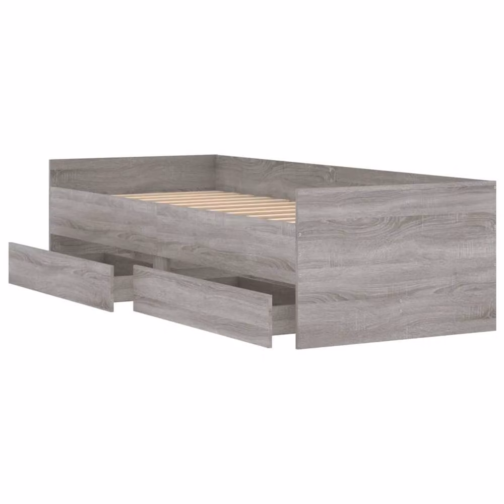 Berkfield Home Modern Bed Frame with Drawers, Grey Sonoma, W/D/H: 90 x 200 x 50 cm – 2