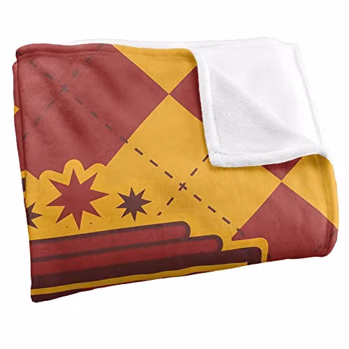 Warner Brothers Harry Potter Gryffindor Plaid Sigil Fleece Blanket in White and Multicolour, W/D/H: 152 x 127 cm – 2
