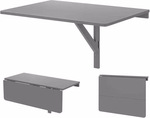 KORVIXA Grey Drop-Leaf Floating Writing Desk