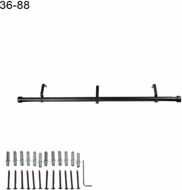 NESTLUNE Extendable Metal Curtain Pole, Black – 1