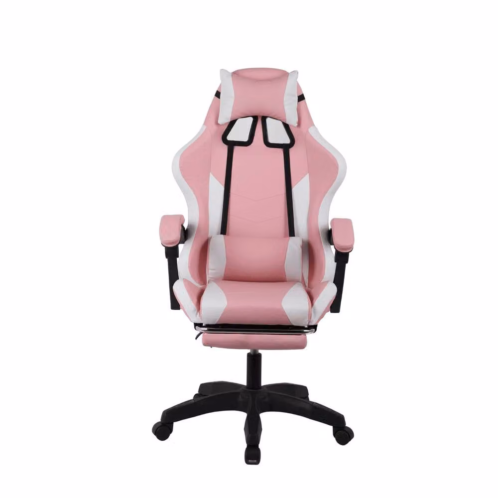Home Source Neuro Pink Adjustable Gaming Chair with Footrest, Headrest and Lumbar Support – 3