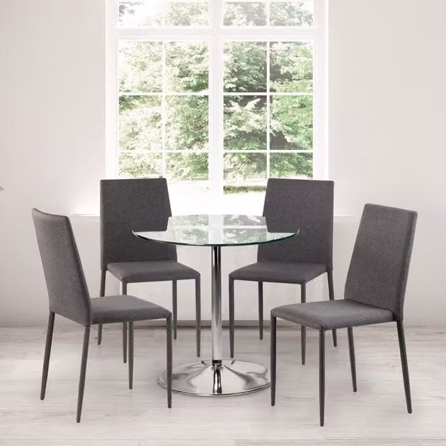 Julian Bowen Set of 4 Jazz Modern Stackable Fabric Chairs in Grey